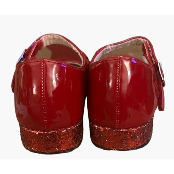 Nordstrom Red Patent Glitter Heel Toddler Girls Size 8 Velcro Buckle Closure Dor - Picture 4 of 10
